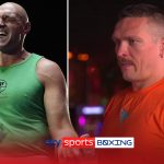 Usyk watches on as Fury plays air guitar at media workout